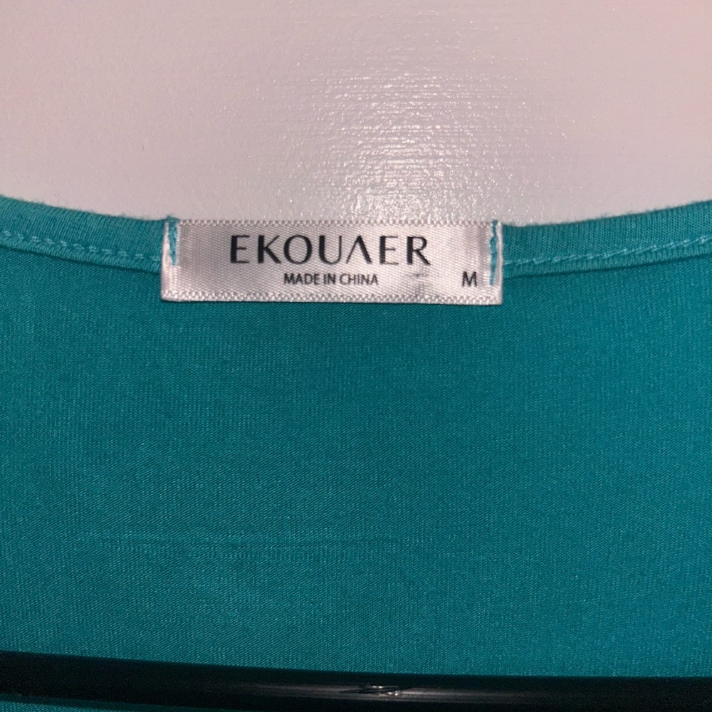 EKOUAER Teal Sleeveless Empire Waist Midi Dress M - Picture 2 of 3